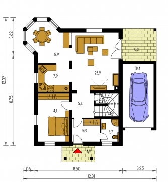 Mirror image | Floor plan of ground floor - KLASSIK 144